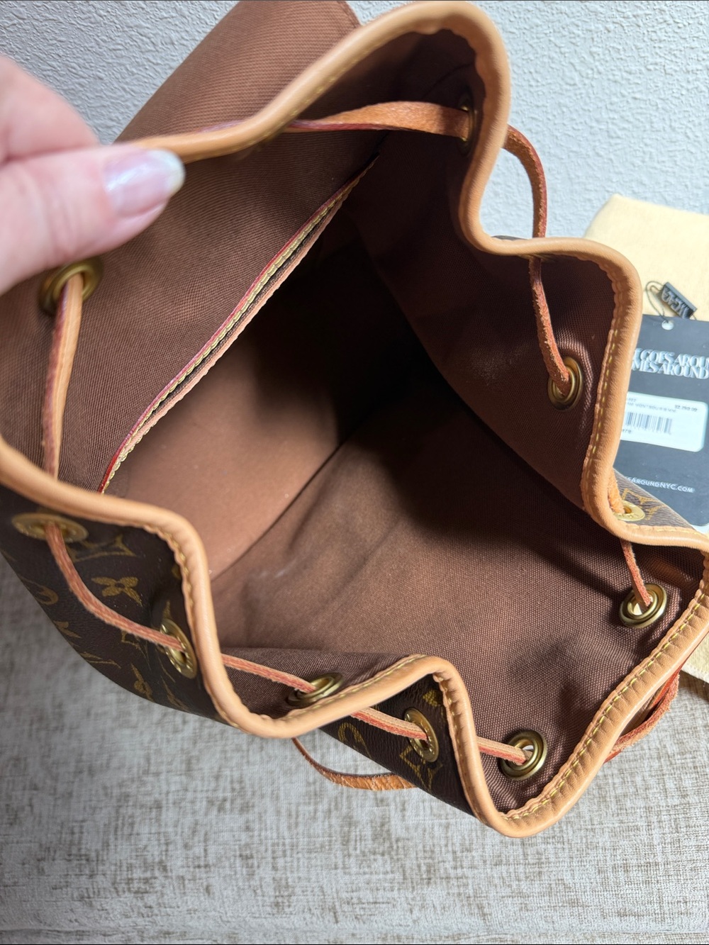 Louis Vuitton Monogram Canvas Backpack in Brown and Tan Leather Trim - Picture 8 of 10